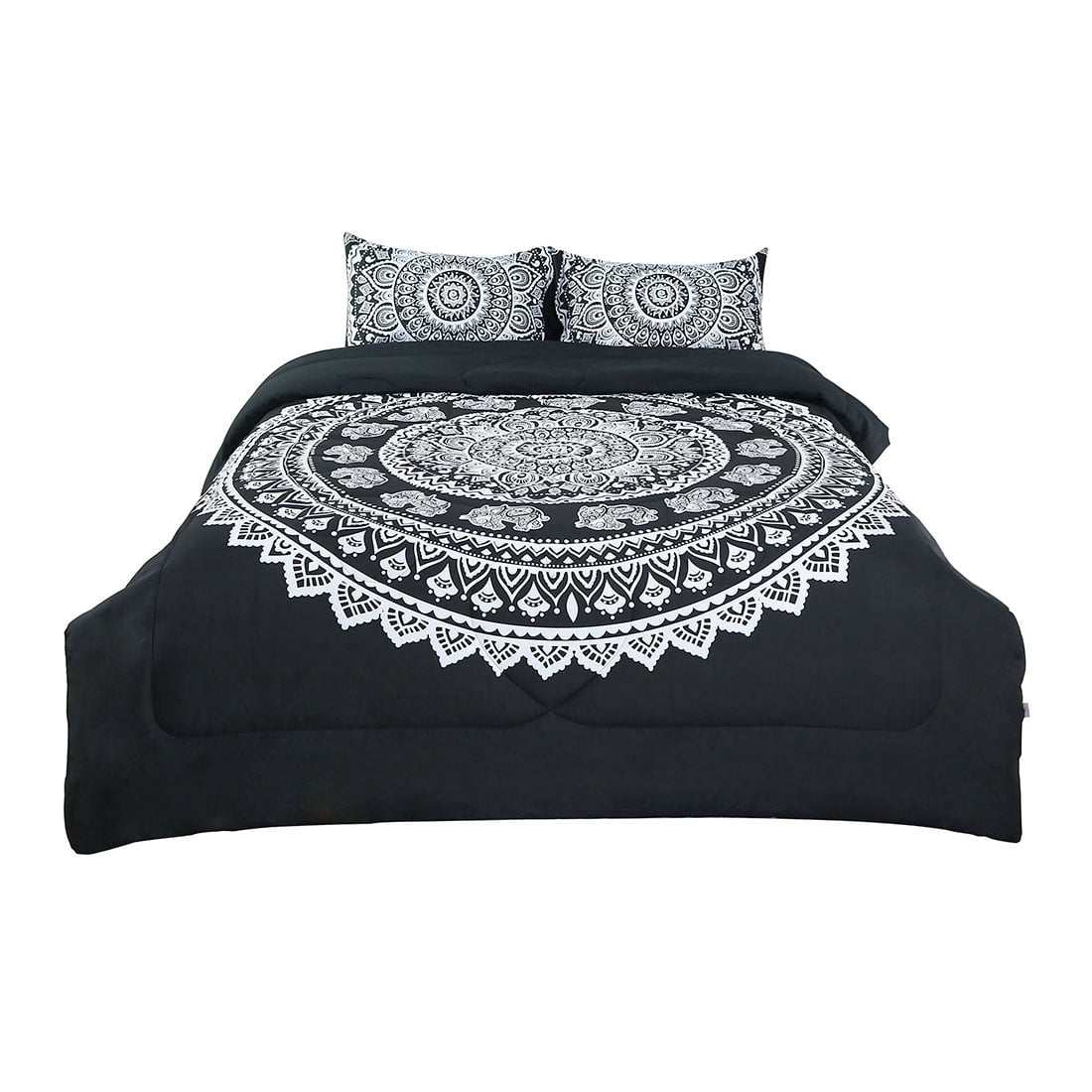 Unique Bargains Black All-season Comforter Sets Bohemian Style, with 2 Pillow Cases