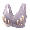 thumbnail image 5 of Cotton Wireless Bra on Clearance 3pc Ladies Comfortable Convenient Front Button Bra Breathable Easy Close Everyday Bra Plus Size Seamless Bralettes Workout Bras for Women New Purple XXL, 5 of 5