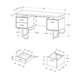 thumbnail image 2 of Monarch Specialties Computer Desk, Home Office, Laptop, Left, Right Set-up, Storage Drawers, 60"l, Work, Metal, Laminate, White, Grey, Contemporary, Modern, 2 of 3