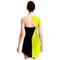 thumbnail image 3 of TiaoBug Womens Sparkly Rhinestones Dress Gymnastics Leotards Sleeveless Sheer Mesh Patchwork Skirted Leotard Fluorescent Yellow XXL, 3 of 7