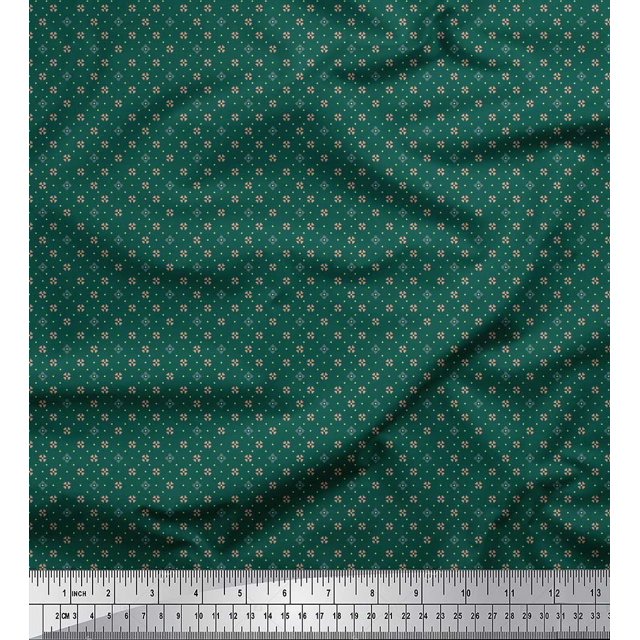 Soimoi Satin Silk Fabric Dot & Heart Small Printed Fabric 1 Yard 42 Inch Wide