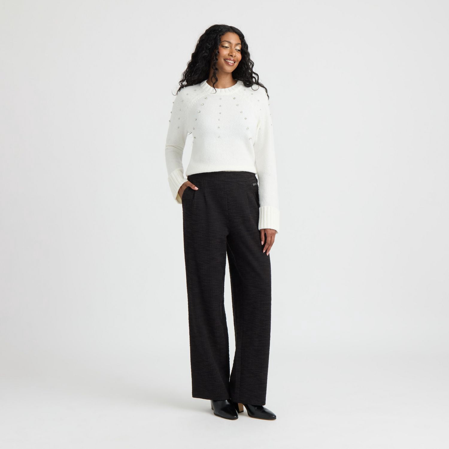 Mexx Women’s Straight Leg Pull-On Tweed Pant