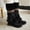 Black, variant on Pisexur Black Friday Deals 2022! EGNMCR Women Snow Boots Slip-on Snow Boots Velvet Cotton Boots Warm Solid Cotton Shoes Plush Ball Ethnic Knight Boots, Mid-Calf Waterproof Winter Snow Boots for Women