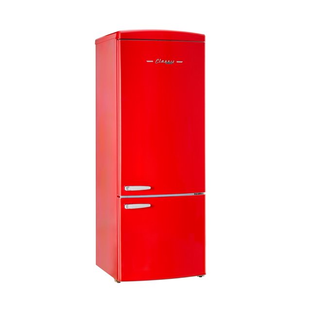 Unique 455 L Réfrigérateur à Congélateur Inférieur Rouge Pomme Bonbon