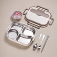 thumbnail image 1 of Fwttom Lunch Box 1500ml 4 Compartment Stainless Steel Bento Box Containers for Adults Leak-Proof Microwave Dishwasher Freezer Safe, 1 of 8
