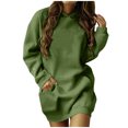 thumbnail image 1 of BADHUB Robe à Capuche à Cordon à Manches Longues Surdimensionnée pour Femmes, Robe Chandail à Capuche de Couleur Unie Ample Décontractée Tunique Chandail à Enfiler Robes Midi avec Poches Offres Prime Day Vert G, 1 of 5