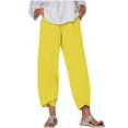 thumbnail image 2 of RXIRUCGD Capris d'Été Confortables et Amples pour Femmes, Couleur Unie, Jaune, Taille : 2TG, 2 of 5