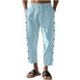 thumbnail image 2 of FcBaudy Full Length Pants Men's Casual Holiday Pocket Drawstring Solid Color Elastic Waist Cropped Pants Men Pants, 2 of 4