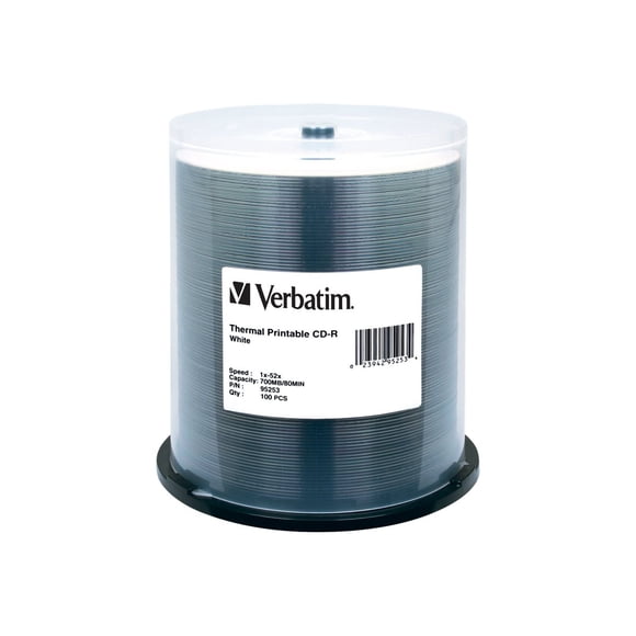 Verbatim - 100 x CD-R (80min) 52x - white - thermal transfer printable surface, photo printable surface - spindle