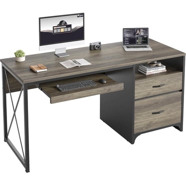 Bestier Bureau d'Ordinateur de 55 Pouces avec Tiroirs, Plateau pour Clavier, Bureau de Bureau à Domicile