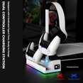 thumbnail image 2 of RGB Horizontal Cooling Station Stand for PS5 Slim Console with 2 Controller Charger, Auto Silent Cooling Fan for PlayStation 5 Slim Disc/Digital Edition with 14 Light Modes and Headset Holder, 2 of 7