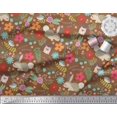 thumbnail image 2 of Soimoi Tissu en Georgette de Polyester à Motif Floral, Tissu à Imprimé de Dessins Animés Rabbit & Porcupine au Mètre, 52 Pouces de Large, 2 of 3