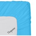 thumbnail image 4 of MÃ¥lÃ¸v Linen Egyptian Cotton 500-Thread-Count 1-PC Fitted Sheet/Bottom Sheet Solid Pattern with 10" inch Deep Pocket, (Twin XL (Twin Extra Long), Turquoise), 4 of 5