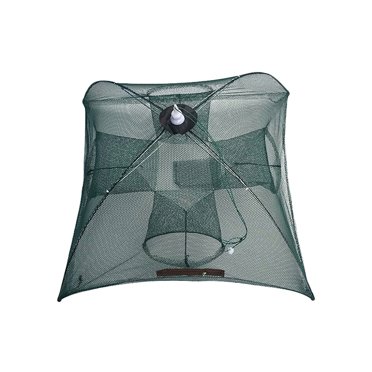 Piège à Appât de Pêche Filet de Crabe Plié Crawdad Pêche Automatique Crevette Moulé Cage Trempée Poisson Minnow Filet Pliable (4 Trous)