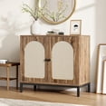 thumbnail image 2 of GloryStar Buffet Cabinet with Storage, Rattan Storage Cabinet with Doors, Adjustable Shelf for Living Room, Hallway, Walnut, 2 of 7