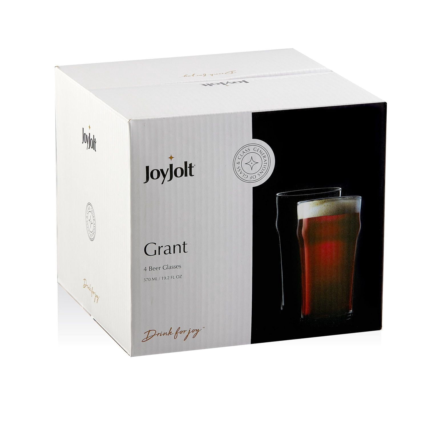 Grant Pint Beer Drinking Glasses - 19.2 oz - Set of 4