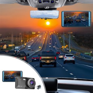 Danhjin Canal de l'enregistreur de conduite Dash Cam Avant et Arrière Inside1080P Caméra de Dash pour voitures Caméra de voiture à deux voies Dashcam avec moniteur de stationnement de vision nocturne