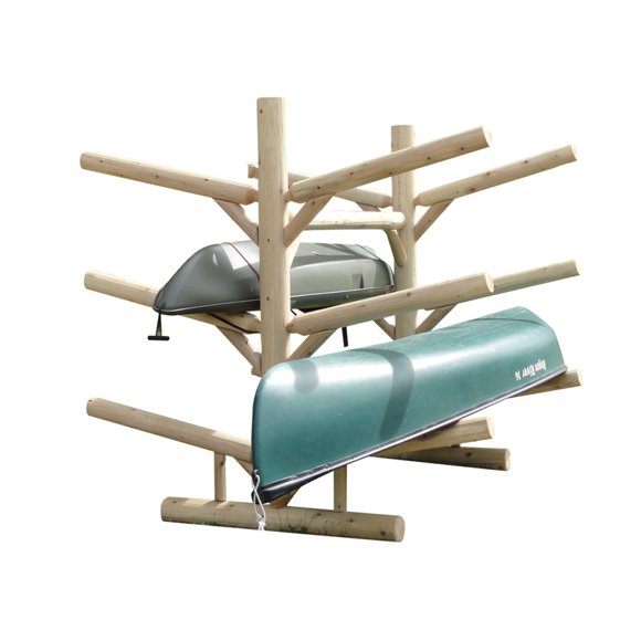6-place Log Kayak Rack Natural