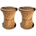 thumbnail image 1 of Natural Geo Tabouret d'Appoint en Murène (Ensemble de 2) - Tissé à la Main, Rayé Noir, 1 of 4