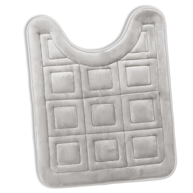 Clara Clark Bathroom Rugs, Velvet Memory Foam Bath Mat, Ultra Soft Non Slip and Absorbent - Waffled - Contour - Silver