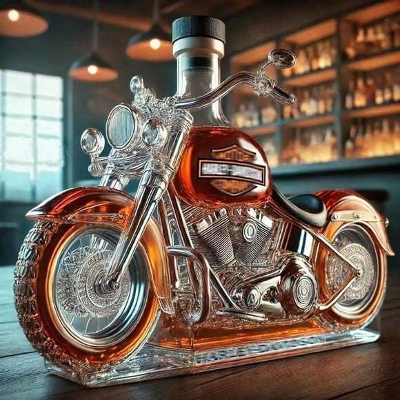 Carafe à Whisky, Bouteilles de Whisky en Verre Style Moto, Carafe en Verre 10oz Sculptée en 3D Créative et Originale, Cadeau pour Hommes Collectionneurs de Motos,1pcs