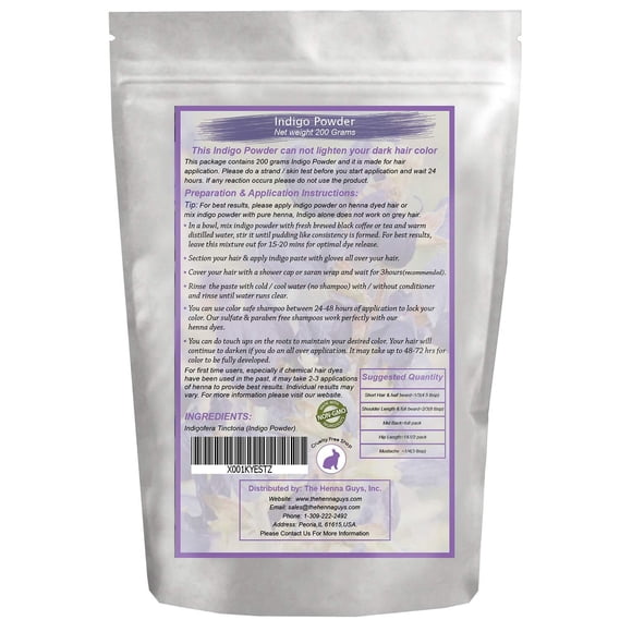 200 Grammes de Poudre d'Indigo pour Teinture/coloration des Cheveux - The Henna Guys