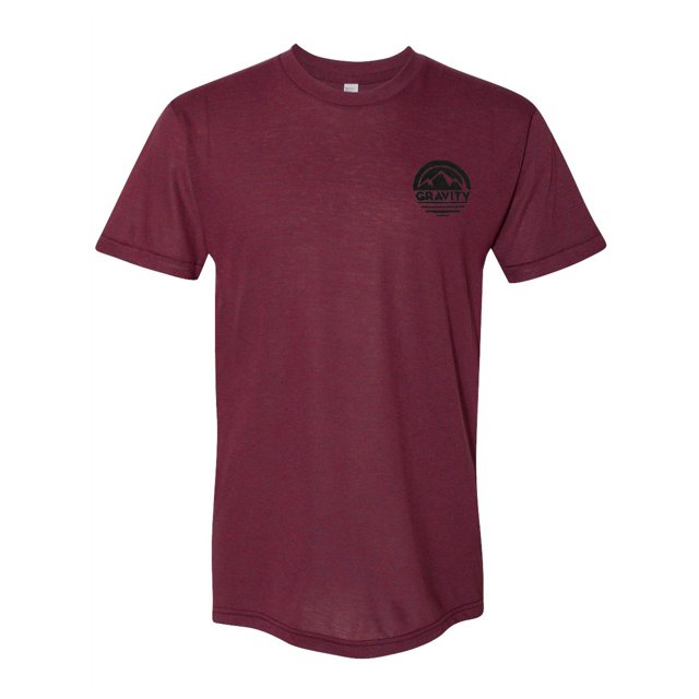 Circle Pocket Logo Triblend Track T-Shirt - Cranberry - Black Logo - Small