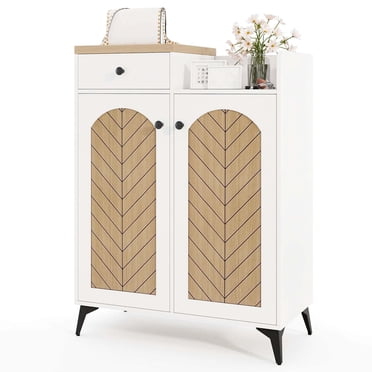 Costway 6-Tier Shoe Cabinet with Drawer 6 Removable Shelves Ventilation Openings Metal Legs