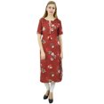 thumbnail image 1 of Bimba Kurta Bordeaux à Imprimé Floral pour Femme Tunique Classique Chic de Designer Décontractée-8, 1 of 9