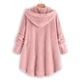 thumbnail image 3 of Qertyioot Women Plus Size Button Plush Tops Hooded Loose Cardigan Wool Coat Winter Jacket, 3 of 7