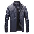 thumbnail image 3 of Manteau Veste en Similicuir à Col Montant Uni pour Homme, Mode Automne, 3 of 8