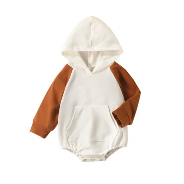 MIASHUI Vêtements pour Bébé Barboteuse Garçon Fille Vêtements d'Automne Barboteuse à Capuche Surdimensionnée à Manches Longues, Café, 3-6 Mois