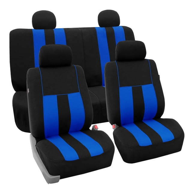FH Group Universal Fit Striped Cloth Car Seat Covers for Auto SUV VAN Airbag Compatible Full Set