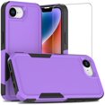 thumbnail image 1 of TJS Phone Case for iPhone 17e / iPhone 16e, with Tempered Glass Screen Protector, Heavy Duty Rugged Shockproof Full Body Protection Cover (Purple), 1 of 5