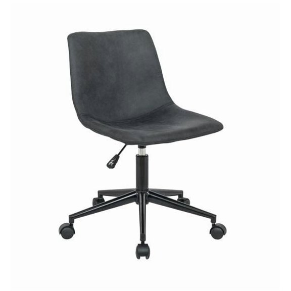 Chaise de bureau grise avec cuir PU rembourré, chaise sans bras, simili cuir, chaise de bureau.