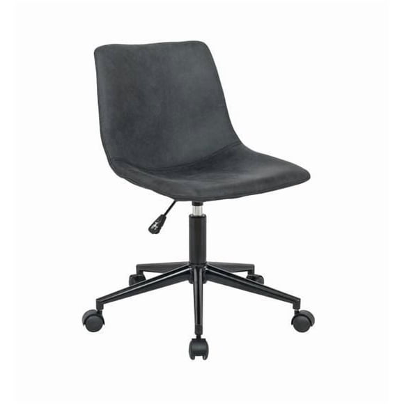 Chaise de bureau grise avec cuir PU rembourré, chaise sans bras, simili cuir, chaise de bureau.