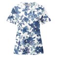 thumbnail image 4 of EQWLJWE Hauts d'Été pour Femmes Hauts pour Femmes Liquidation Mode Féminine Été Col Rond Loisirs Manches Courtes Imprimé Dentelle Couture Hauts, 4 of 5