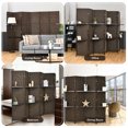 thumbnail image 3 of Gymax 6 Panel Folding Room Divider 6Ft Weave Fiber Screen W/ 2 Display Shelves Brown, 3 of 10