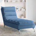 thumbnail image 1 of vidaXL Chaise Longue avec Coussins Tissu Bleu, 1 of 5