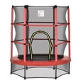 thumbnail image 1 of Outsunny Trampoline pour Enfants avec Enceinte pour 3 à 6 Ans, Rouge, 1 of 10