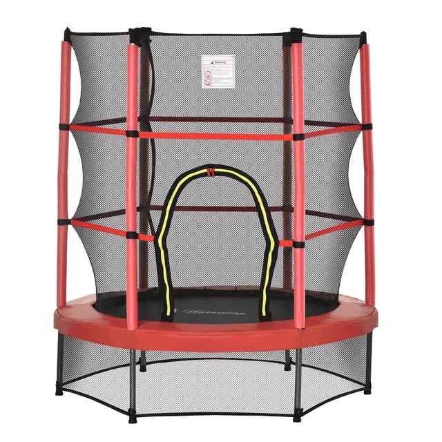 Outsunny Trampoline pour Enfants avec Enceinte pour 3 à 6 Ans, Rouge