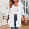 thumbnail image 2 of Timegard Cardigans pour Femmes Manches 1/2 Ouvert Léger Couleur Unie Décontracté Veste Ample Hauts, 2 of 7