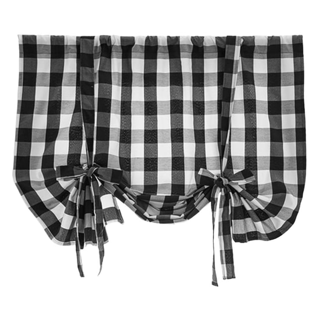 Valances Farmhouse Country Window Curtain Decor Black 60x120cm