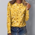 thumbnail image 2 of Pompotops Femmes Dames Col Rond Hauts Amples Décontractés T-Shirts Imprimés Blouse à Manches Longues en Solde, 2 of 5