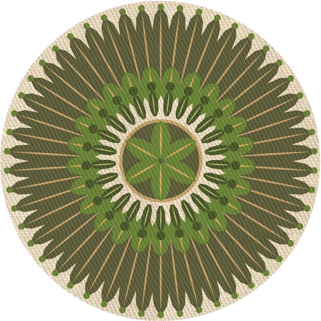 Ahgly Company Machine Washable Indoor Round Transitional Ginger Brown Green Area Rugs, 5' Round