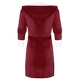 thumbnail image 3 of Fashnice Women Sleepwear Long Sleeve Sherpa Robes Solid Color Fuzzy Plush Bathrobe Warm Sleeping Fleece Robe Red 2XL, 3 of 5