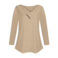 thumbnail image 4 of Timegard Womens Tops V-Neck Ruched Button Long Sleeve Solid Color Comfy Tee Dressy Casual Tunic Top, 4 of 4