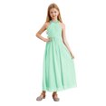 thumbnail image 1 of renvena Robe de Demoiselle d'Honneur Sans Manches en Chiffon pour Filles, Vert Menthe 16, 1 of 7