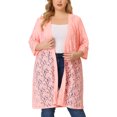 thumbnail image 1 of Agnes Orinda Cardigans pour Femmes Grande Taille en Dentelle Tricot Léger Manches 3/4 Cache-Maillot Cardigans 3X Rose, 1 of 6