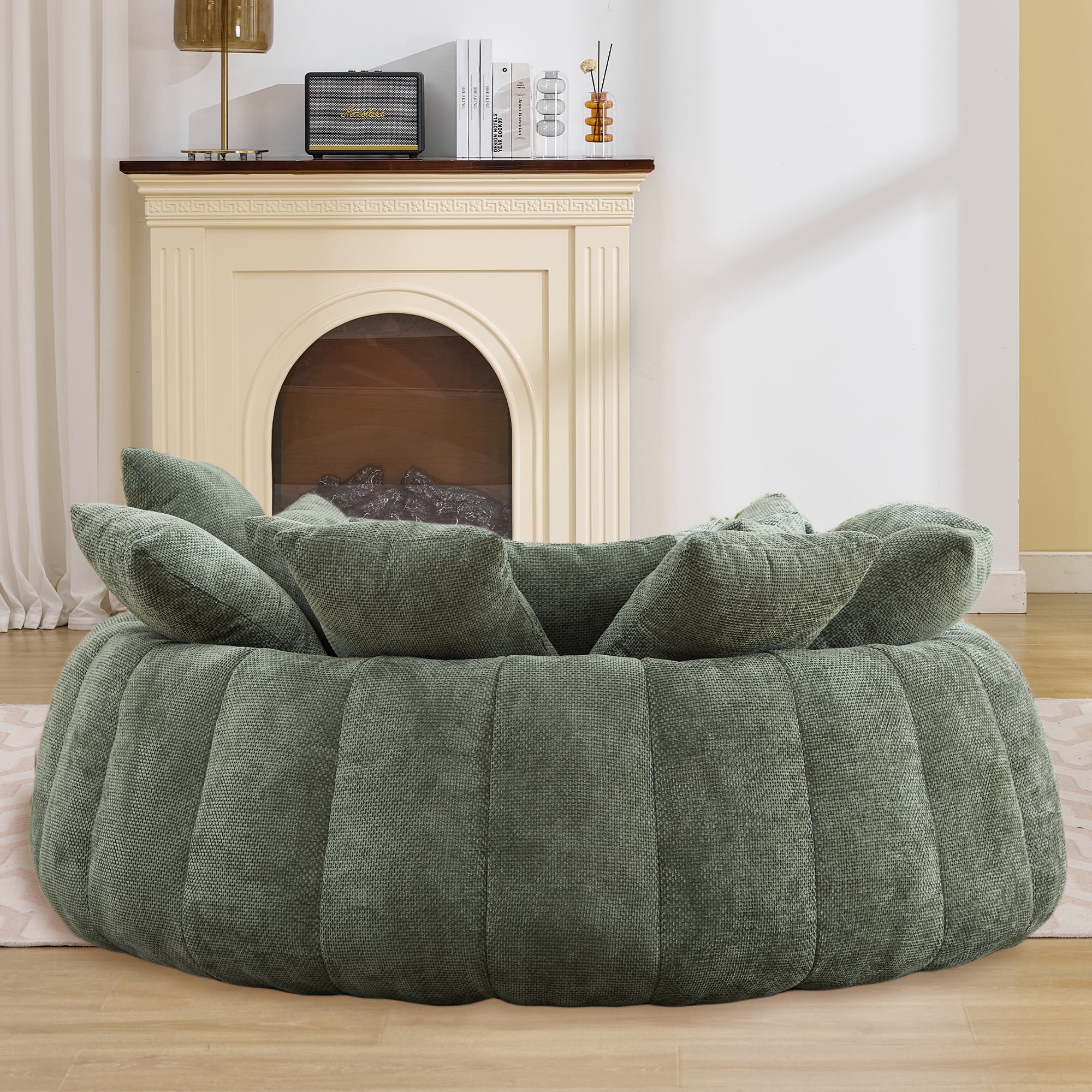 Pouf géant Noble House, méridienne moelleuse et lit convertible, vert olive